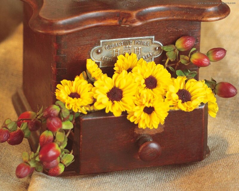 Wooden Box with Flowers