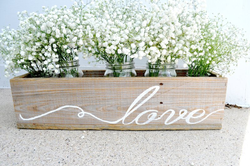 Wooden Box with Flowers — White, Serene