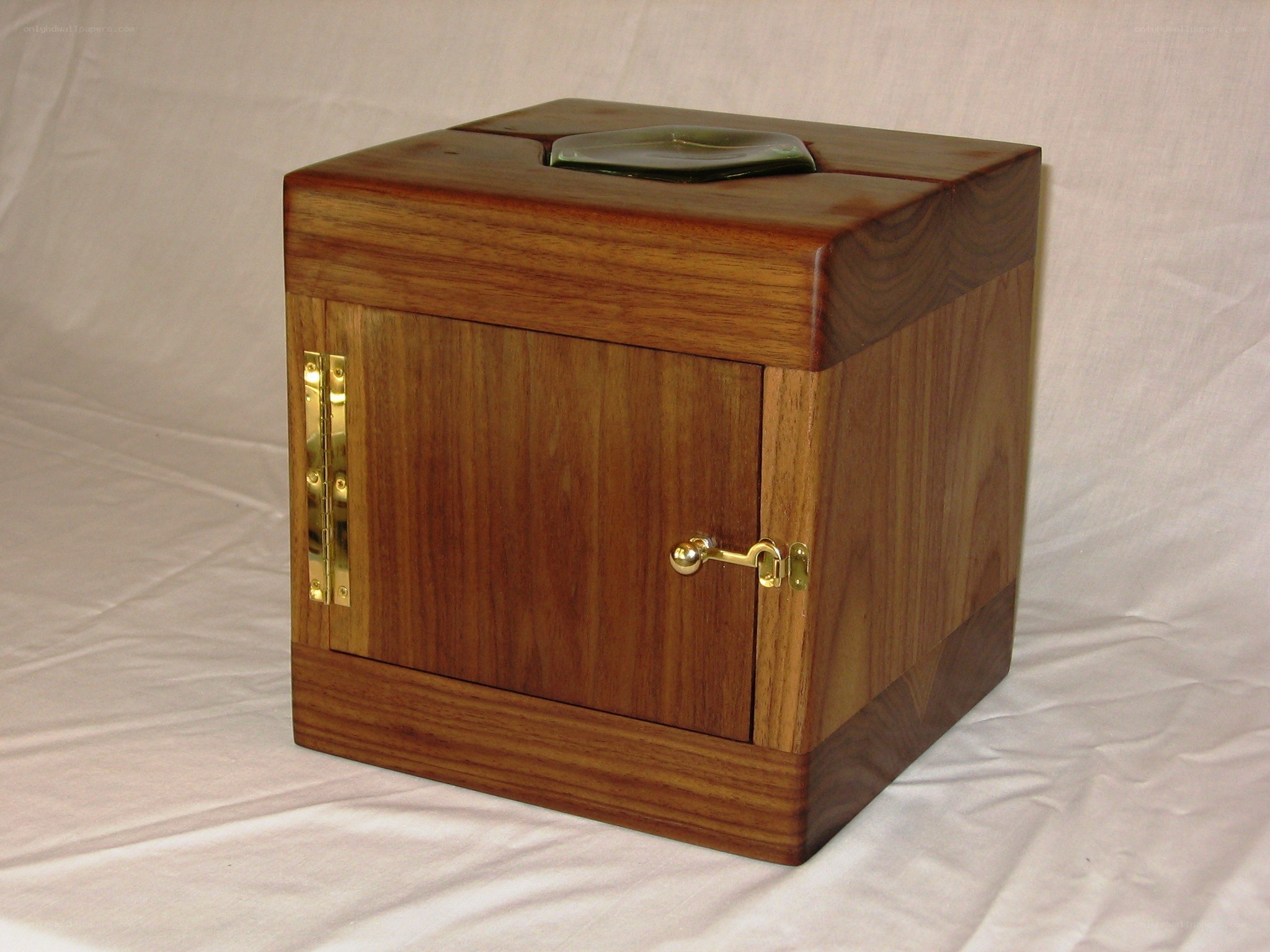 wooden box with glass insert
