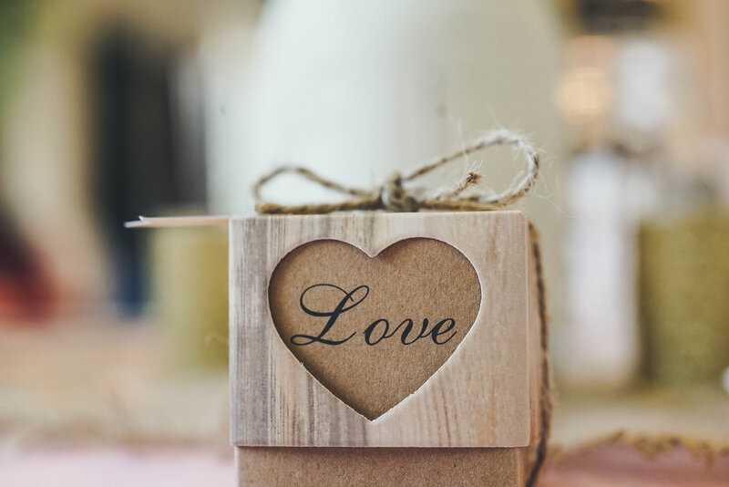 Wooden box with heart cutout