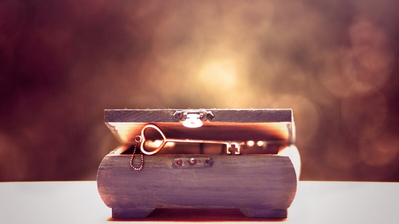 Wooden Box with Key — Brown