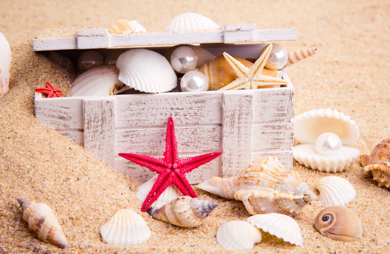 Wooden Box with Seashells
