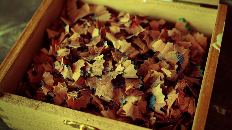 Wooden Box with Shavings