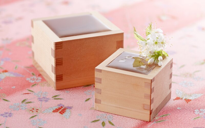 Wooden boxes with flowers