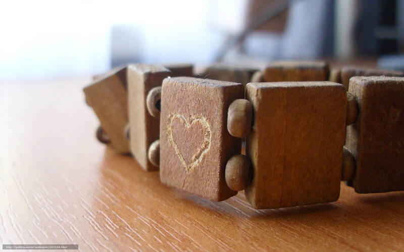Wooden Bracelet with Heart