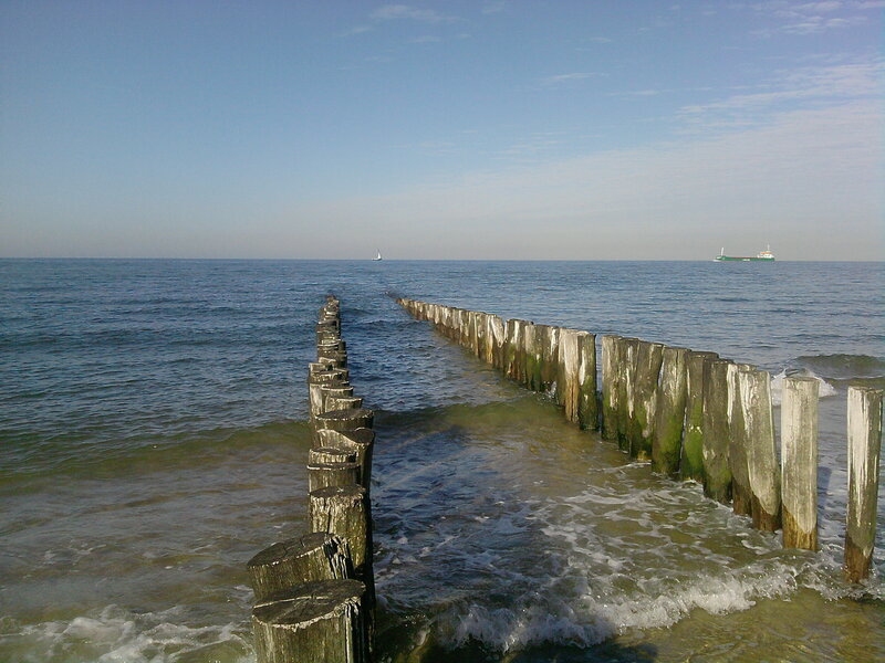 Wooden Breakwater in Sea