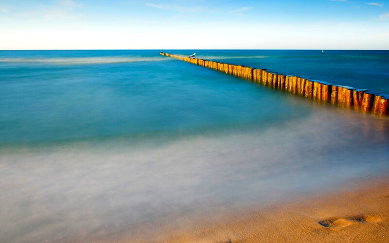 Wooden Breakwater on Beach