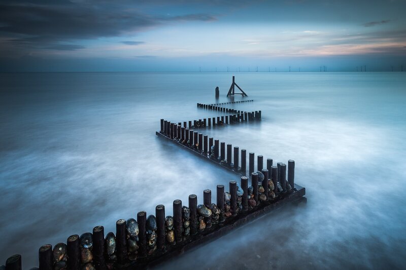 Wooden Breakwaters in Sea