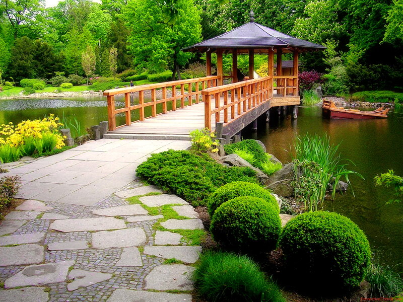 Wooden Bridge and Gazebo — Green