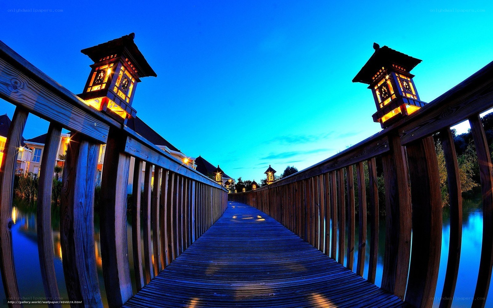 Wooden bridge at dusk