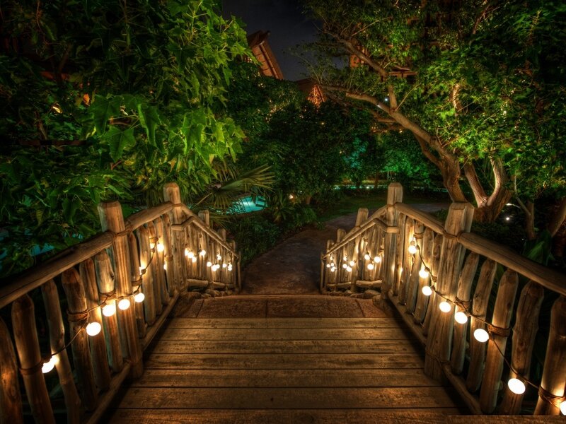 Wooden Bridge at Night — Green