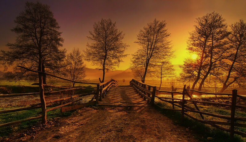 Wooden Bridge at Sunrise
