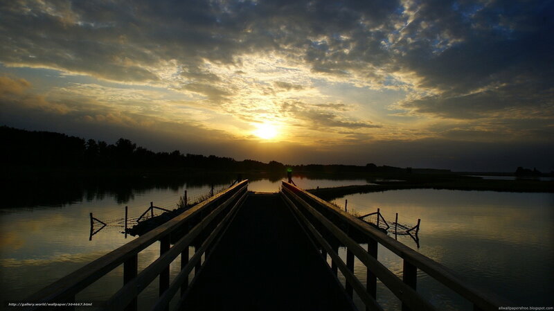 Wooden Bridge at Sunset — Yellow