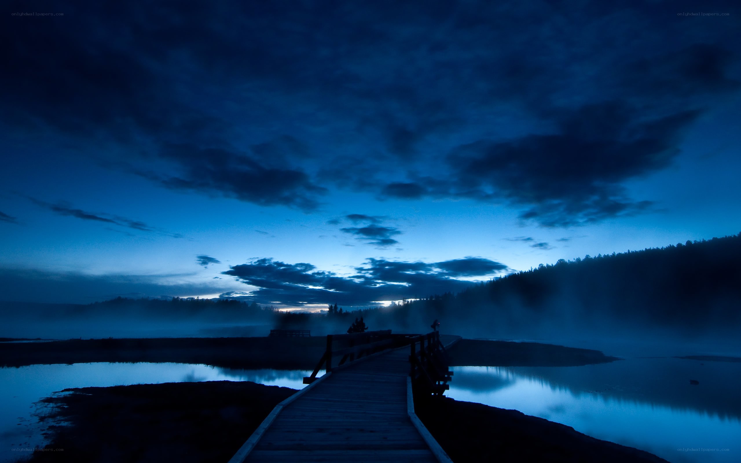 Wooden bridge at twilight