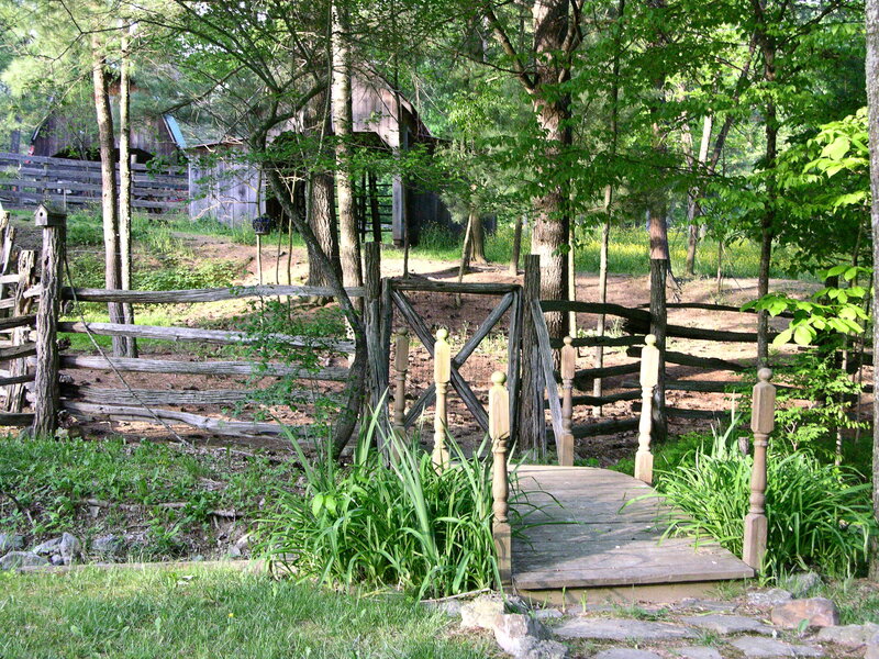 Wooden bridge in a rural setting