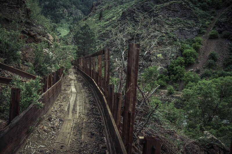 Wooden Bridge in Canyon