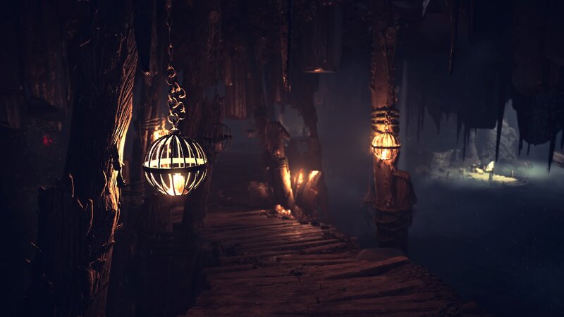 Wooden Bridge in Cave — Brown