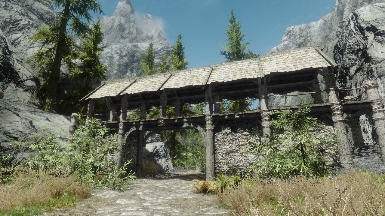 wooden bridge in mountain pass