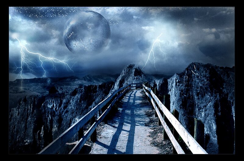 Wooden Bridge in Mountains