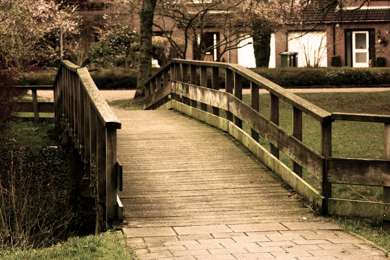 Wooden Bridge in Park — Brown