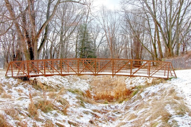 Wooden Bridge in Snow — Brown