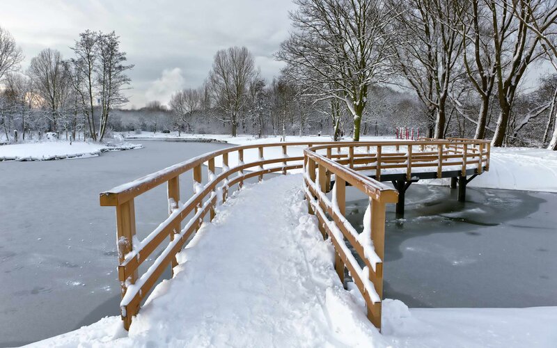 Wooden Bridge in Snow