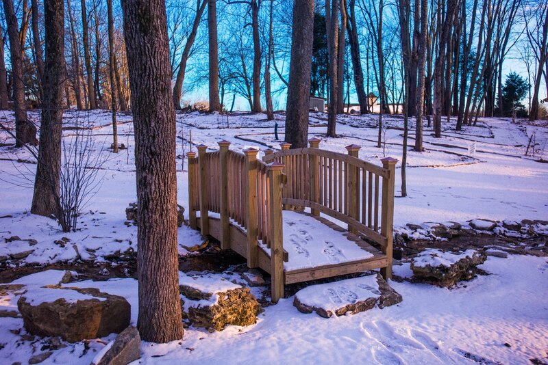 Wooden Bridge in Snow — White