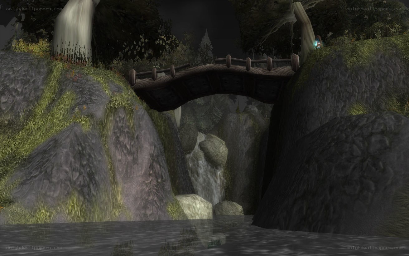 Wooden bridge over a river