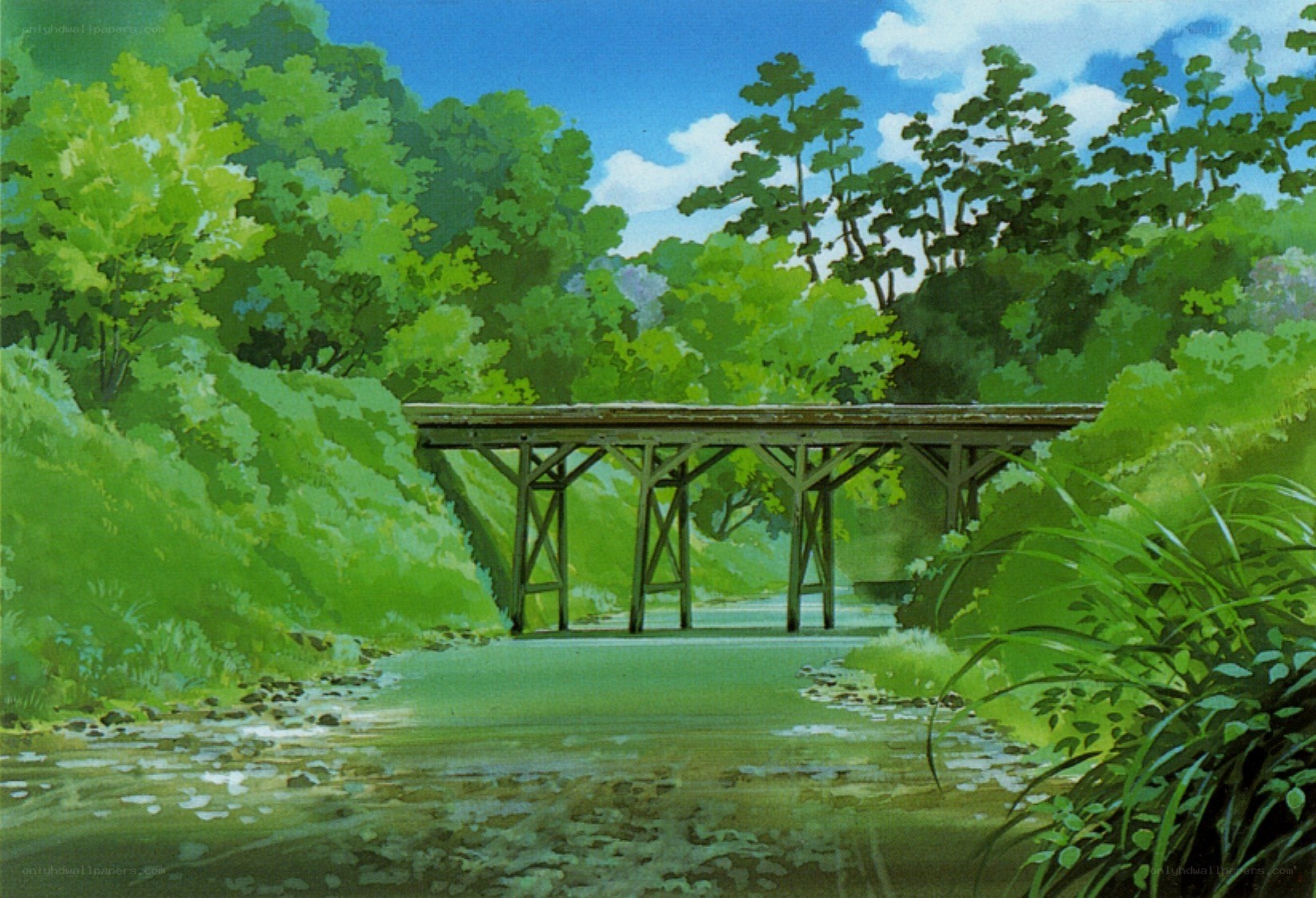 Wooden bridge over a river