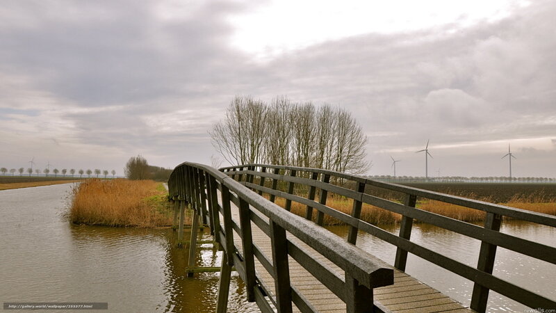 Wooden bridge over canal