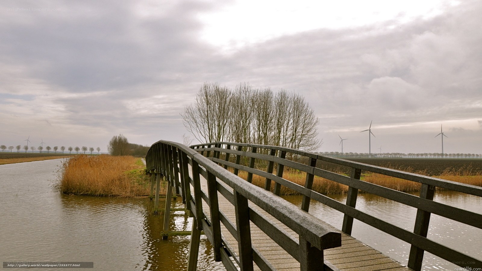 Wooden bridge over canal