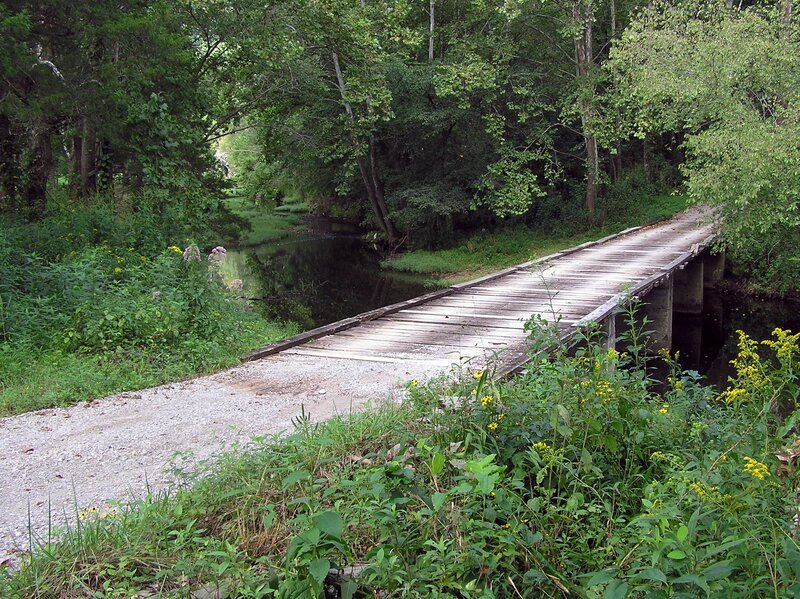 Wooden Bridge over Creek — Green, Serene