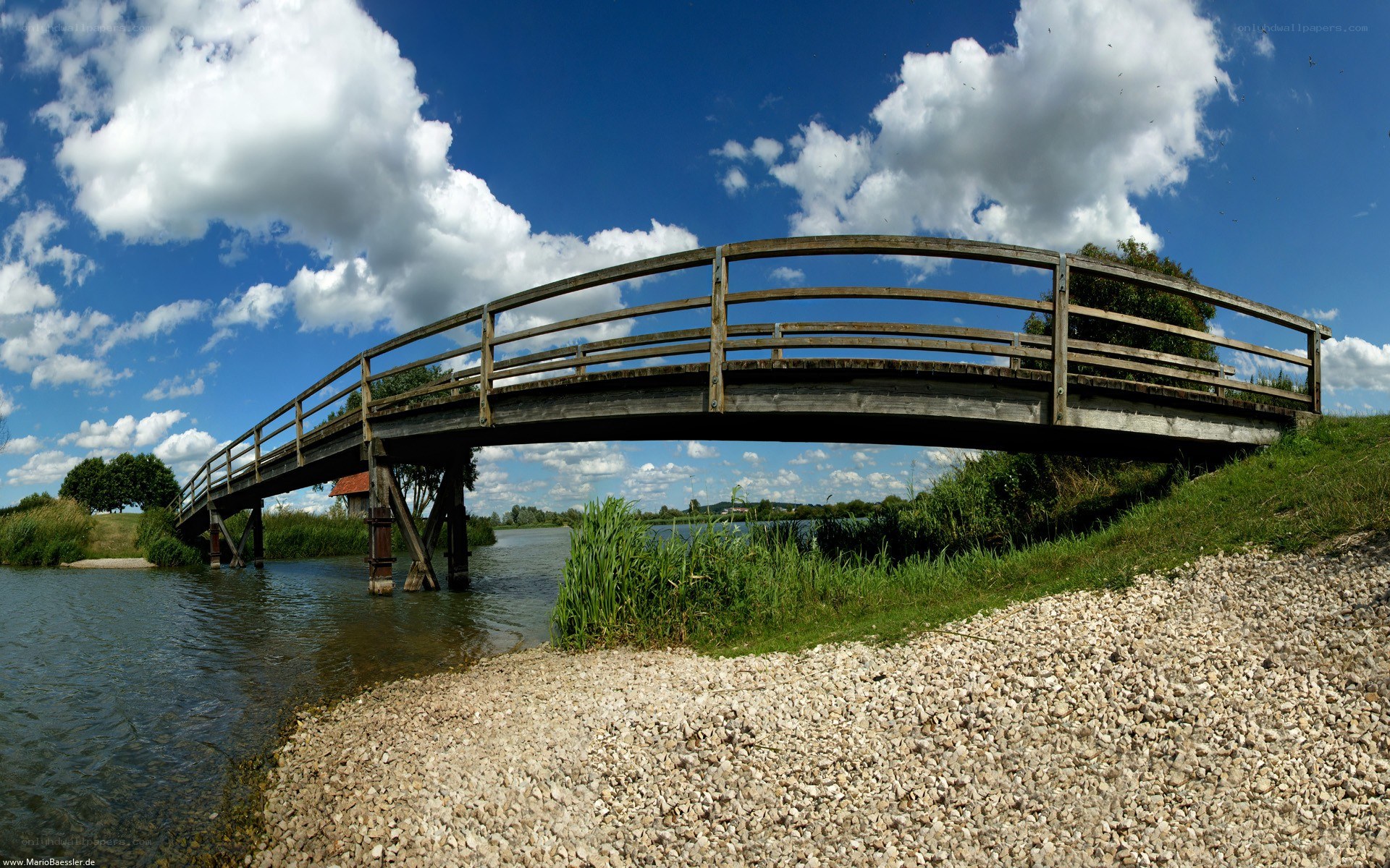 Wooden bridge over river