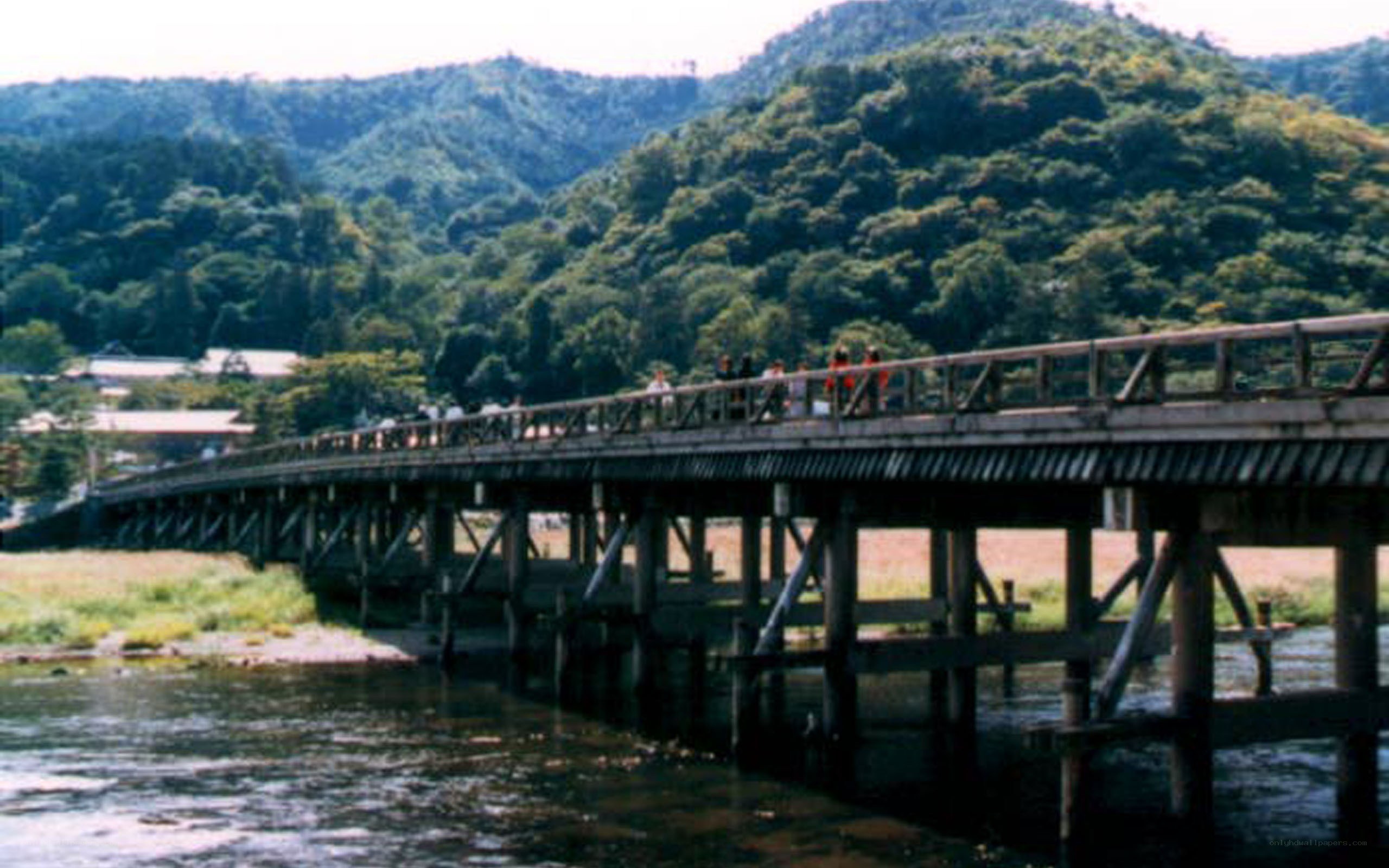 wooden bridge over river