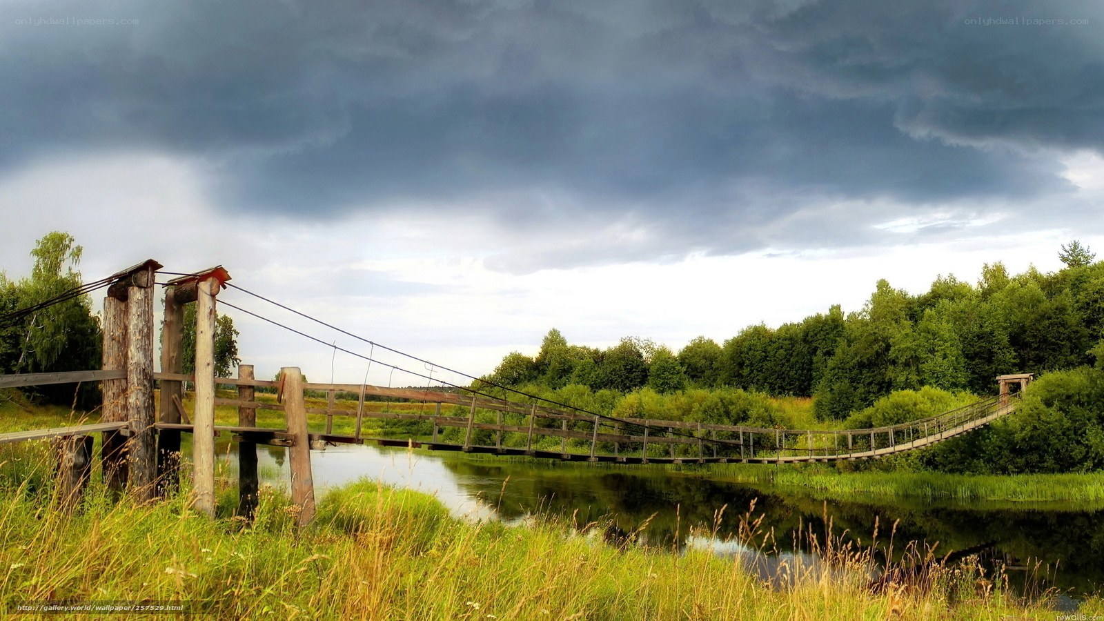 Wooden bridge over river