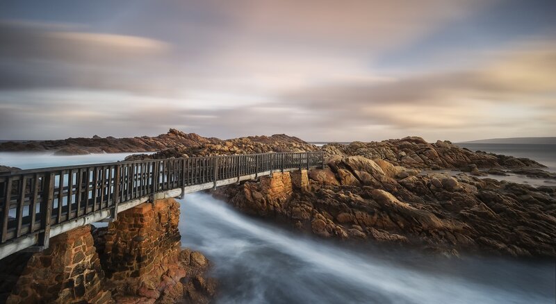 Wooden Bridge over Rocks