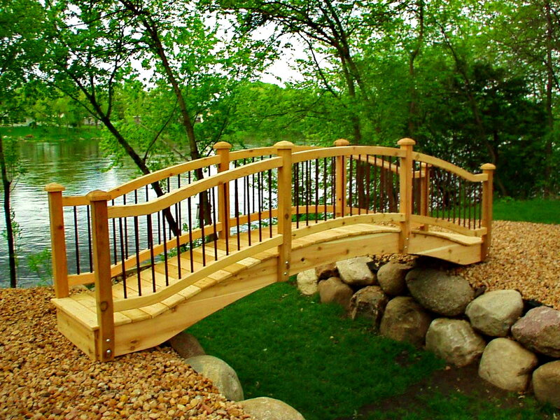 Wooden Bridge over Water — Green