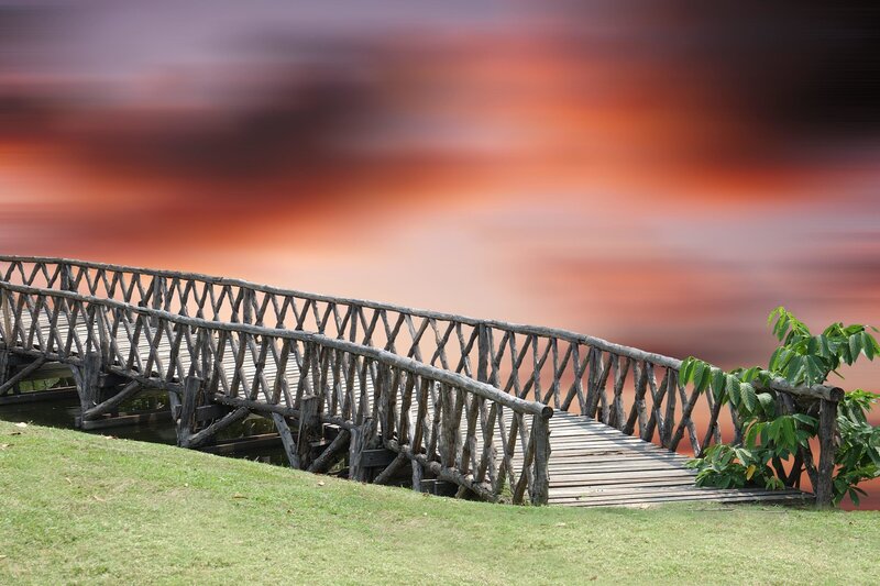 Wooden Bridge over Water