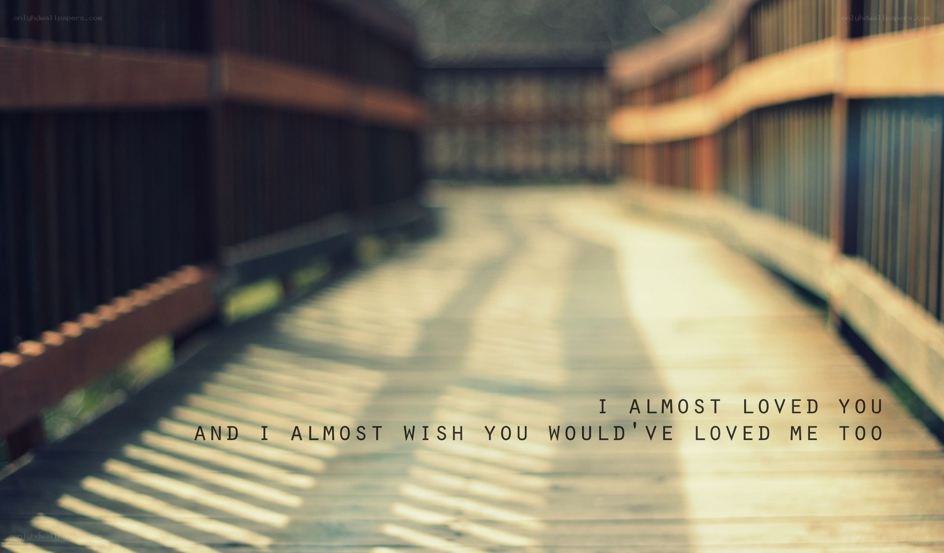 Wooden bridge with text