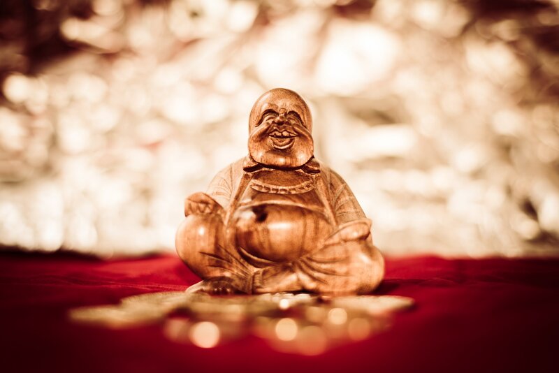 Wooden Buddha Statue — Brown, Serene