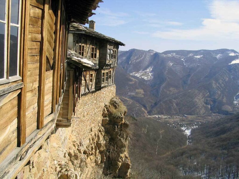 Wooden Building on Cliff