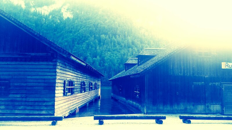 Wooden Buildings by Lake