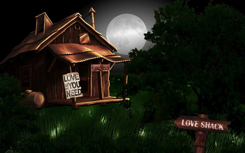 Wooden Cabin at Night — Green