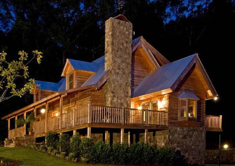 Wooden Cabin at Night
