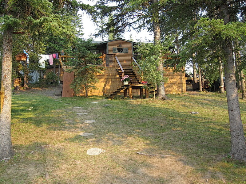 Wooden cabin in forest