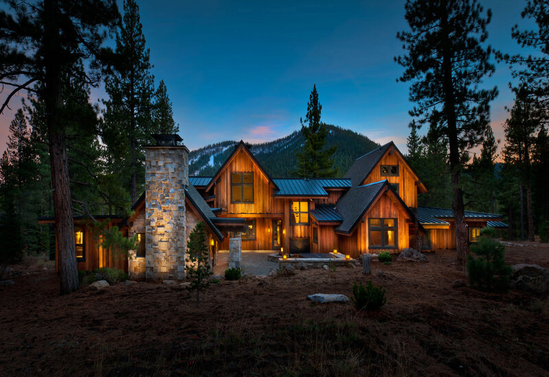Wooden Cabin in Forest — Brown, Serene, Night