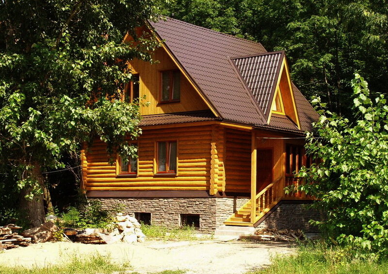 Wooden Cabin in Forest — Brown, Serene
