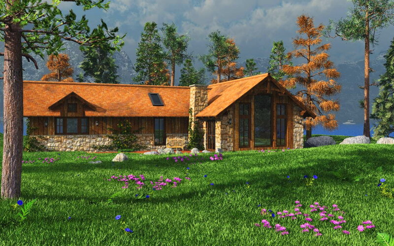 Wooden Cabin in Forest — Green, Serene, Afternoon, 3d Render