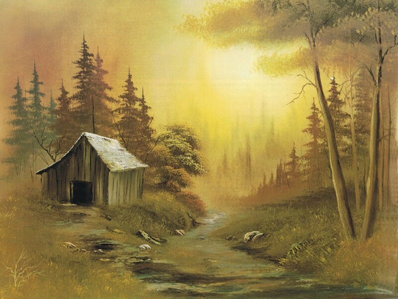Wooden Cabin in Forest — Yellow
