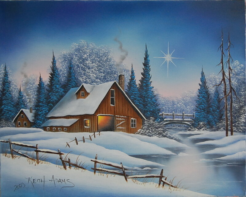 Wooden Cabin in Snow — Blue